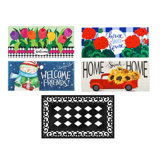 Sassafras All Seasons Outdoor Mat Set with 1 Frame and 4 Themed Insert Mats