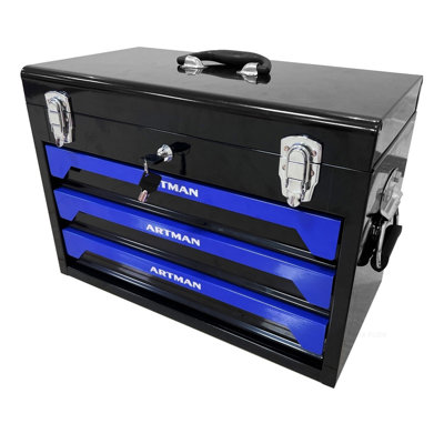 20'' 4-Layer Portable Toolbox - 4-Drawer Steel Body, Metal Latches, Top Storage Tray & Handle for Garage/Workbench