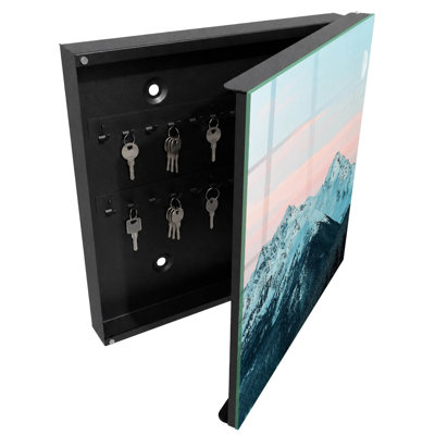 Key box, Opens to the left, 30x30x5, White, snow-capped mountains in the moonlight, 