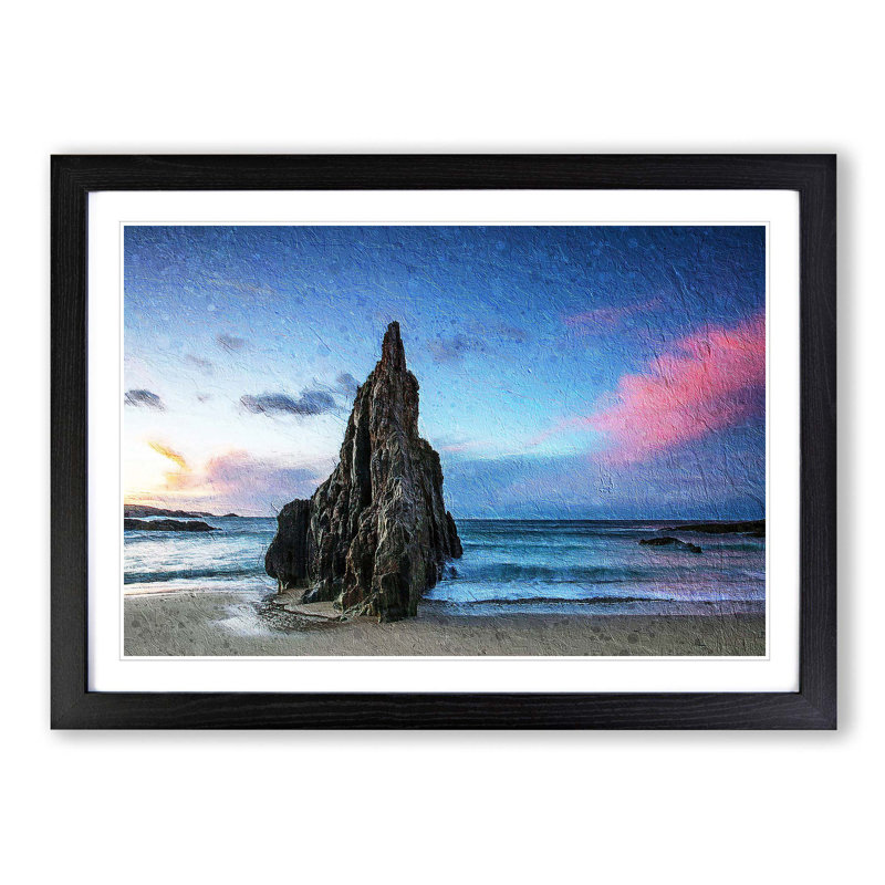 Sunrise on a Beach in Spain - Picture Frame Painting Print, 48cm H x 65cm W x 2cm D, Black Framed