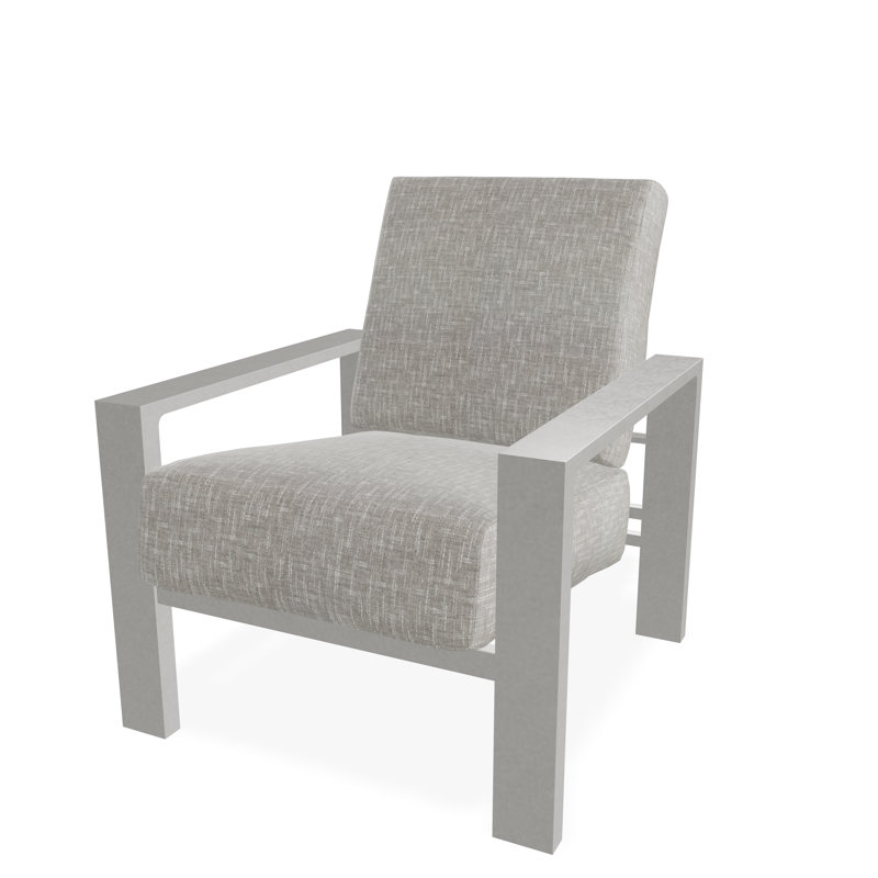 Larssen Deep Seating Cushion Arm Chair, Snow, Hither Pewter