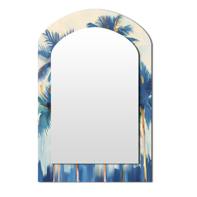 Palmier bleu et doré forêt en Californie II - miroir mural tropical