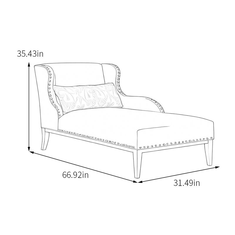 Breathable Chaise Longue with Solid Wood Fram, Left Hand Facing