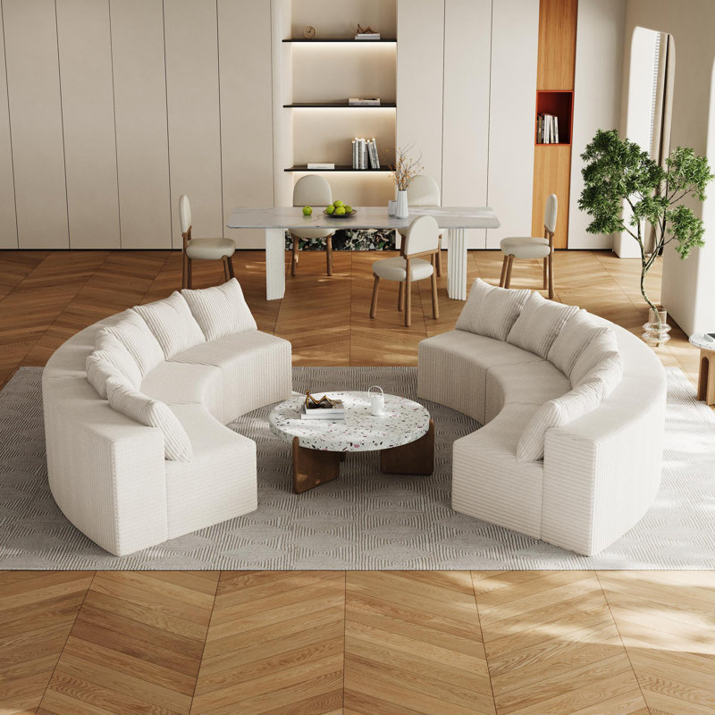 Canapé en mousse Corduroy, H 30,5 po x l 181 po x P 36 po, Velours côtelé beige