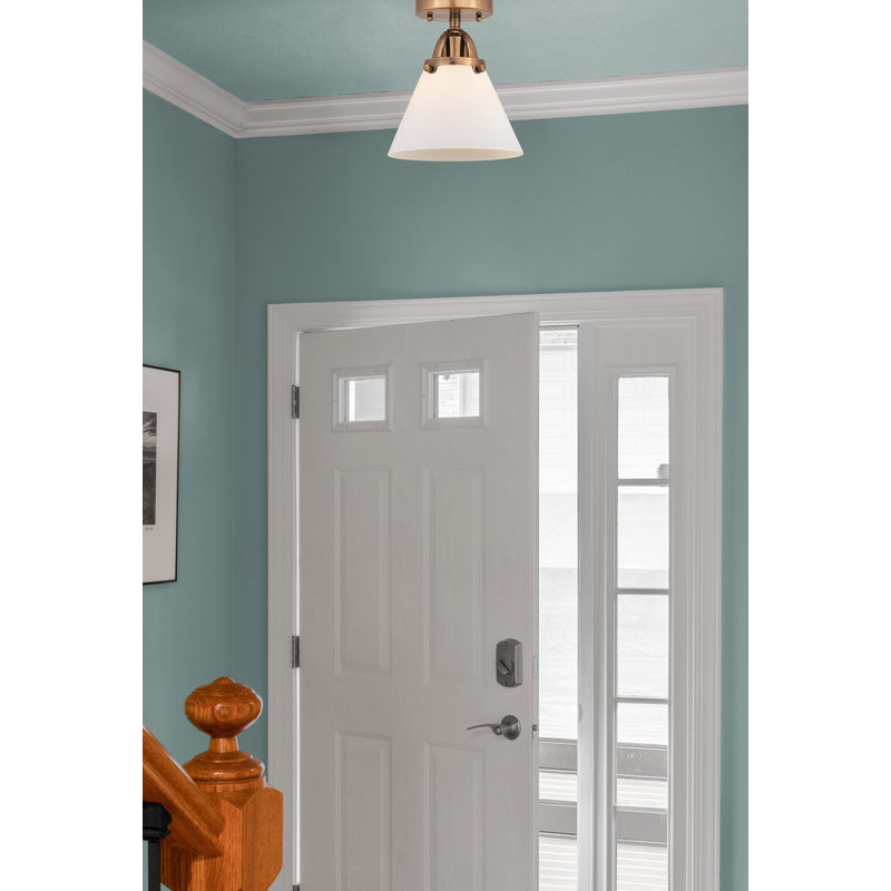 Plafonnier semi-encastré en verre, Cuivre antique, Blanc mat, H 9,5 po x l 7,75 po x P 7,75 po