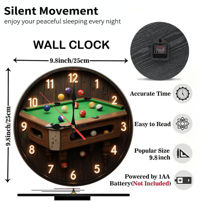 Horloge murale pour table de billard