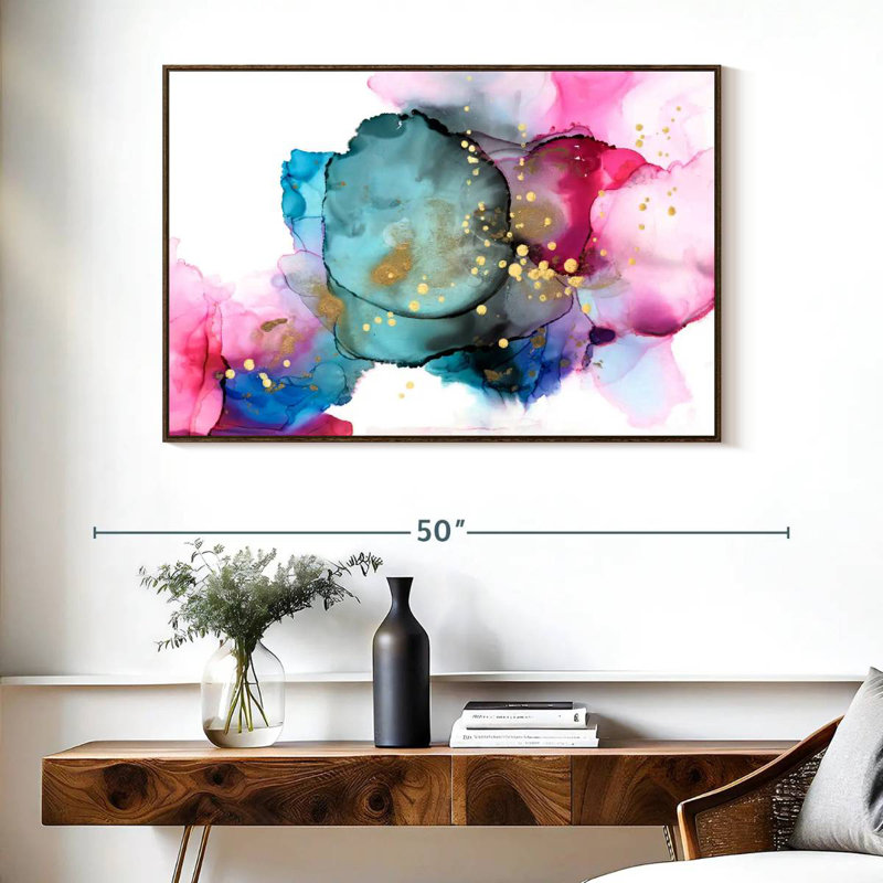Boréal I, 40 po x 27 po, Cadre flottant noyer