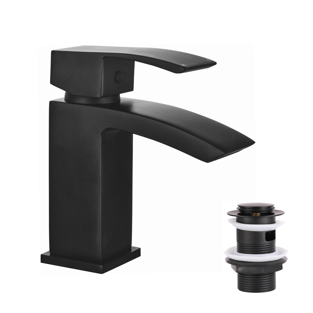 Trace Mono Basin Mixer Tap with Waste - Matt Black