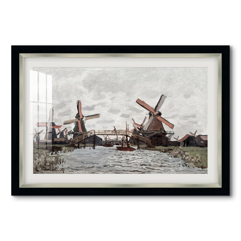 Moulins à vent près de Zaandam, 1871 - Claude Monet - Reproduction encadrée sur mesure, 28 po x 40 po