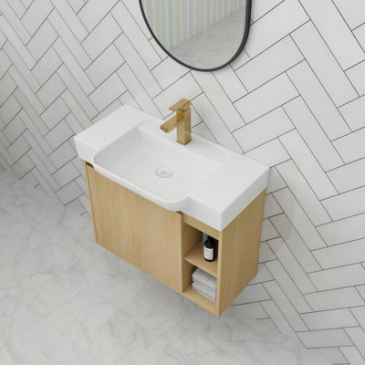 Meuble-lavabo flottant de 28 po avec porte à fermeture en douceur