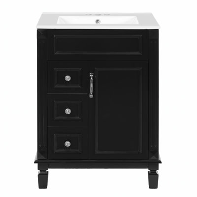 24-Inch Bathroom Vanity with Ceramic Sink, Maximized Storage and Contemporary Design for Modern Bathrooms