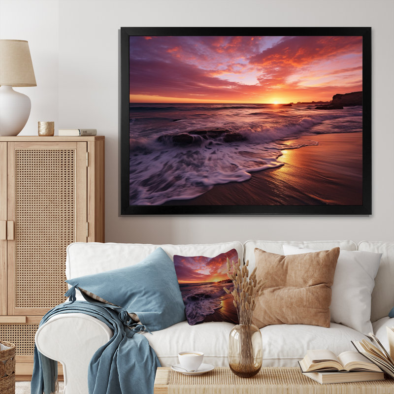 Spain Sunset At Costa Del Solin III - Nautical & Beach Canvas Prints, H 24 po x l 32 po x P 1 po, Cadre simple noir