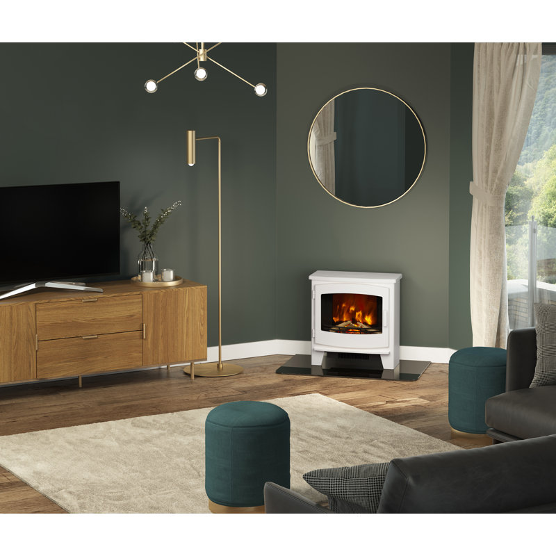 Beacon Freestanding Timber Electric Stove, 59.9" H x 58.6" W x 29.2" D, Ash White