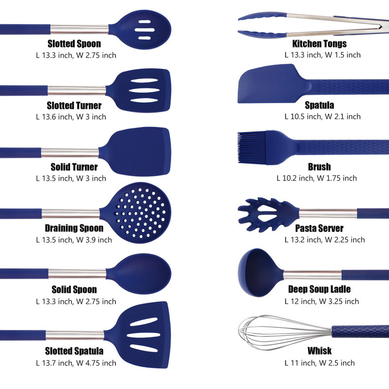 Royal Blue Silicone and Stainless Steel 28-Piece Kitchen Utensils Set