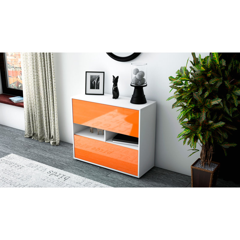 Regent Sideboard, White/High-gloss orange