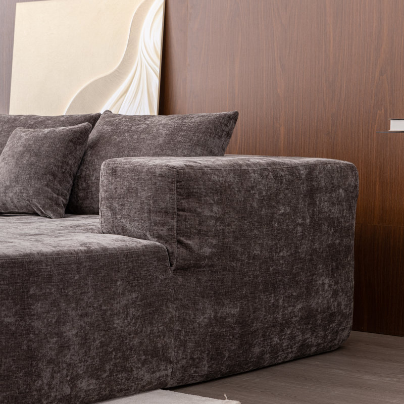 Canapé modulaire 2 pièces Lavia, Gris chenille, Accoudoir à droite (vu de face)