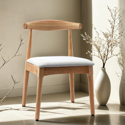 Ensemble de 2 chaises de salle à manger en bois massif, chaises d'appoint rembourrées, 2 pièces en bois véritable avec coussin