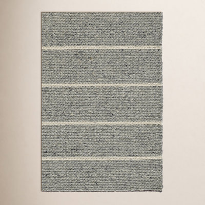 Lemington Gray Beige Hand-Braided Striped Rug