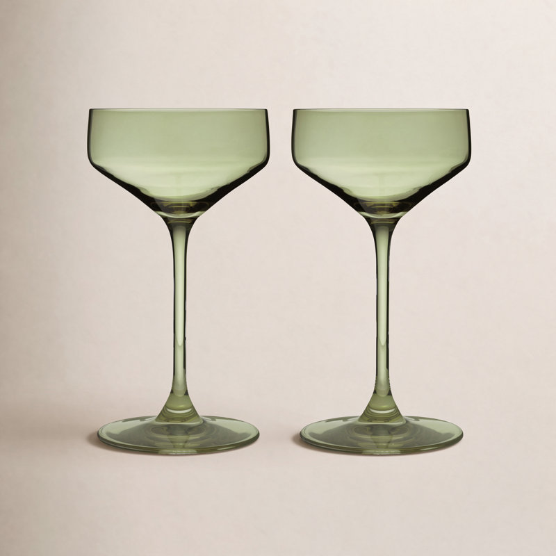 Reserve Nouveau Crystal Coupe Glasses, Green