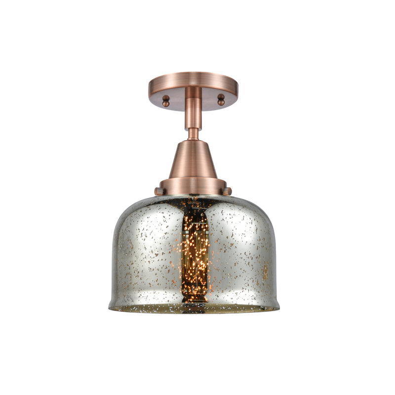 Plafonnier encastré en verre Amede, Cuivre antique, H 10,38 po x l 8 po x P 8 po, Argent mercuré plaqué