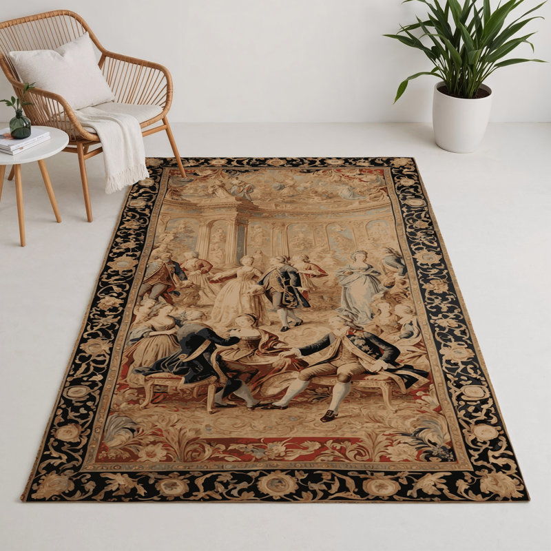 French Brown Indoor and Outdoor Area Rug, Rectangle 9' x 12'