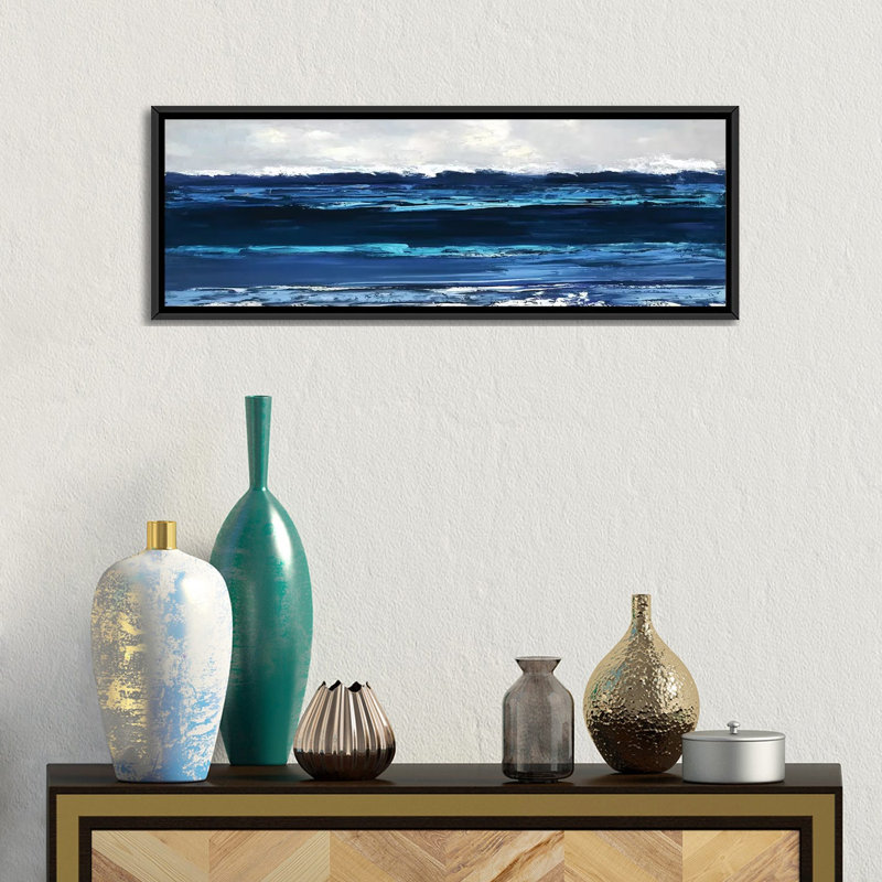 «Summer Surf», reproduction sur toile, H 12 po x l 36 po x P 1,5 po, Cadre noir