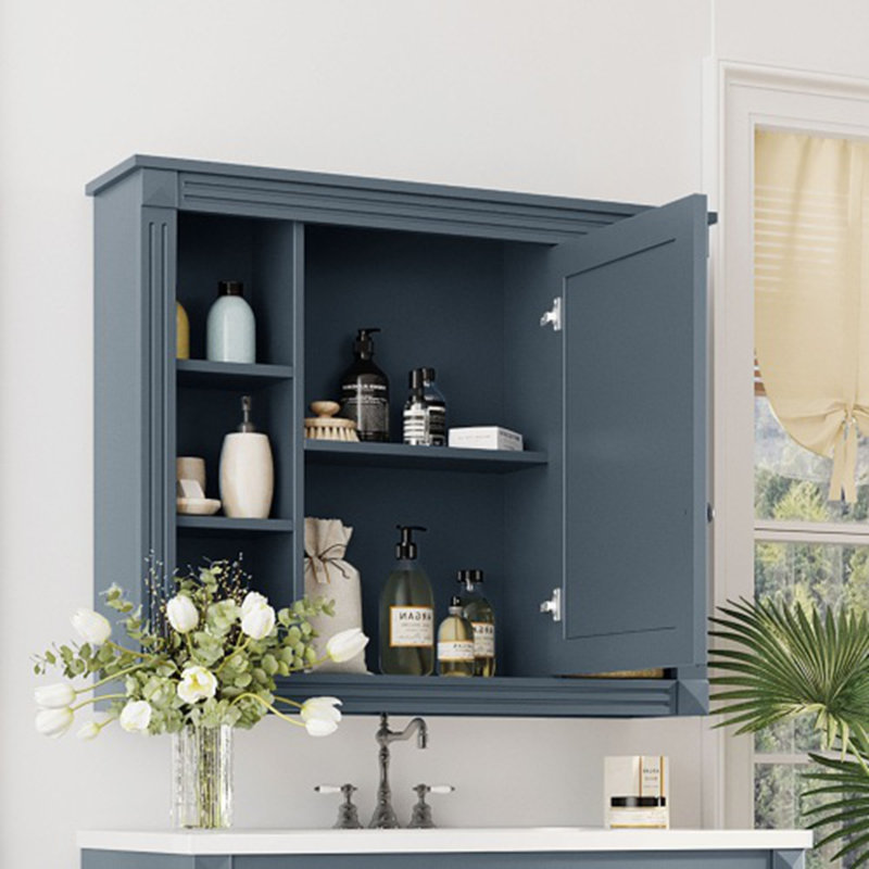Armoire de rangement murale pour salle de bain, Bleu