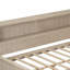 Lit de jour simple en bois avec tablettes de rangement et 3 tiroirs, lait blanc antique-797826580