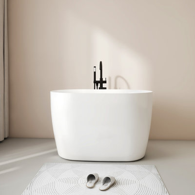 Baignoire autoportante en acrylique de 43 po avec siège de forme ovale blanche avec trop-plein 43 po