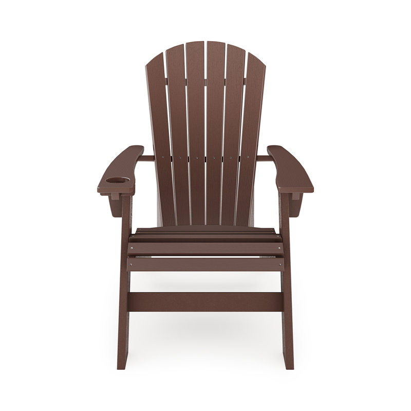 Chaise Adirondack brune en polyéthylène haute densité robuste pour le bord de la piscine, Brun