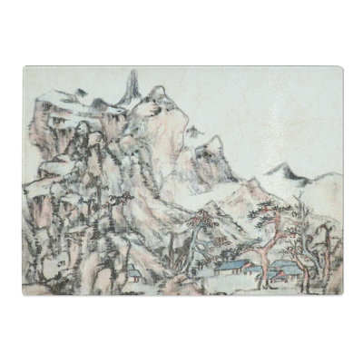 Tempered Glass Mountain Landscape by Bada Shanren Chopping Board