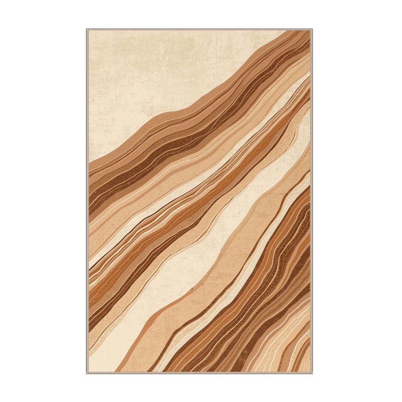 Machine Washable Parez Grand Canyon Rustic Ombre Rug in Beige – Beige Binding, 6x9