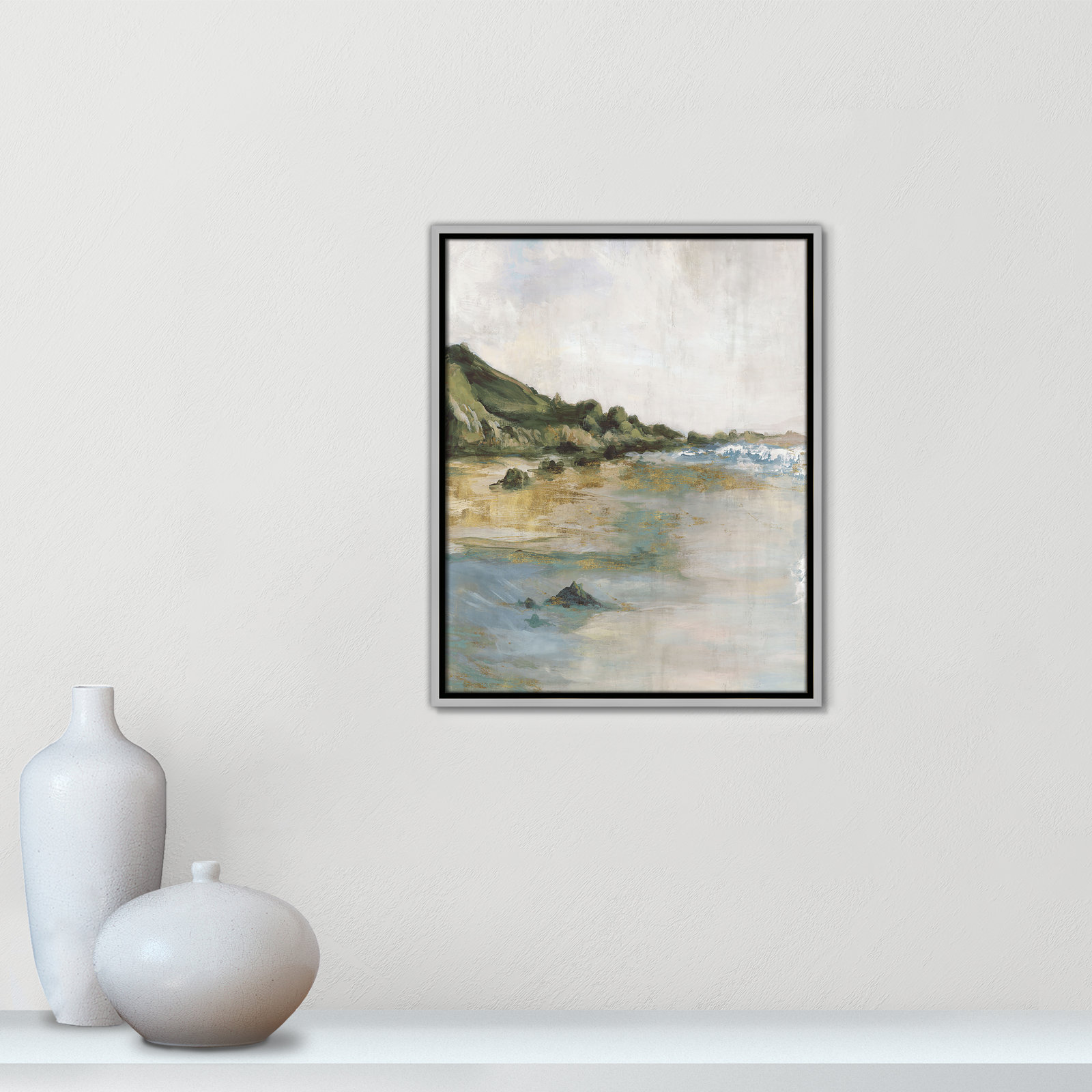 Tide’s Edge Print by , 21.5" H x 17.5" W, Silver