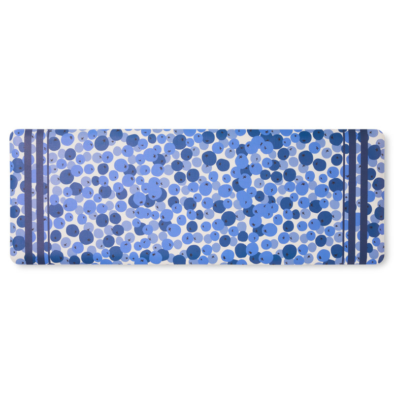 Blue and White PVC Anti-Fatigue Kitchen Runner Mat