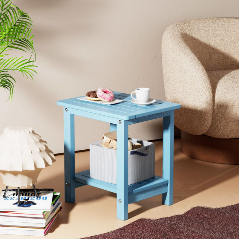 Khosrow Rectangular HIPS Outdoor Side Table, Blue
