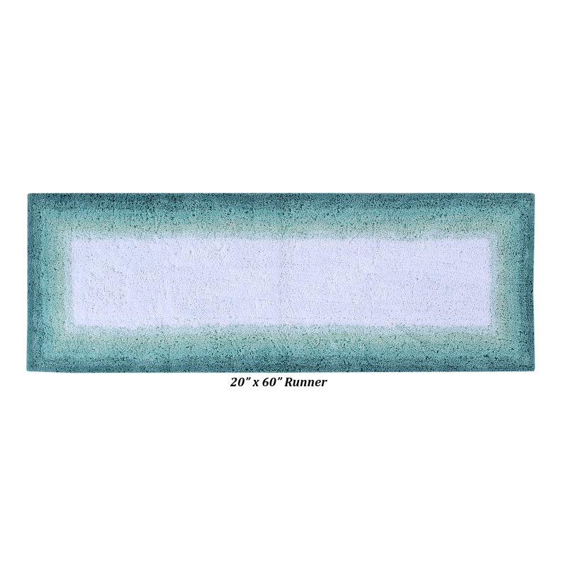 Orme 100% Cotton Tufted Bath Rug with Non-Slip Backing, Machine Washable, Ultra Soft & Absorbent Bath Mat for Shower, Bathtub, Sink & Vanity Areas, 20" x 60" Runner, Turquoise