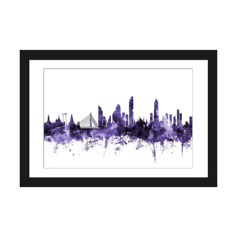 Reproduction d'art graphique sur toile tendue, H 16 po x l 24 po x P 1 po, Papier d'art encadré noir, Blanc