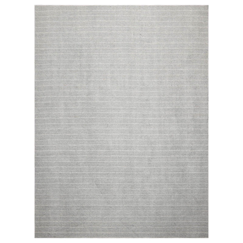 Tapis gris cendré touffeté à la main à motif de chevrons, Rectangle 8 pi x 10 pi