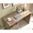 Home Office Desk Hazelnut One Cabinet Three Shelves Faux Barn Door On Metal Euro Hinges Modesty Panel