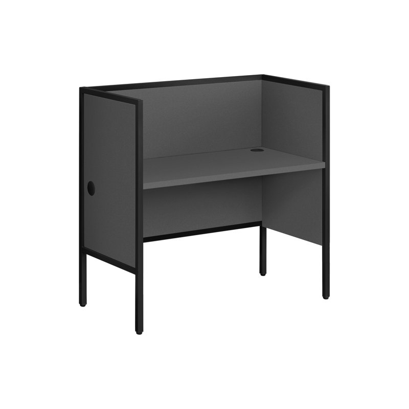 Bureau, bureau d'ordinateur à structure métallique, bureau d'écriture avec pieds en métal, Gris / Noir