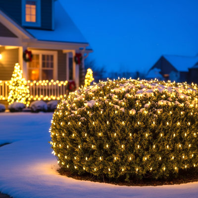 6x4FT-70 Lights Warm White Mini LED Net Lights Commercial Grade Waterproof for Holiday Decoration, Christmas Decors