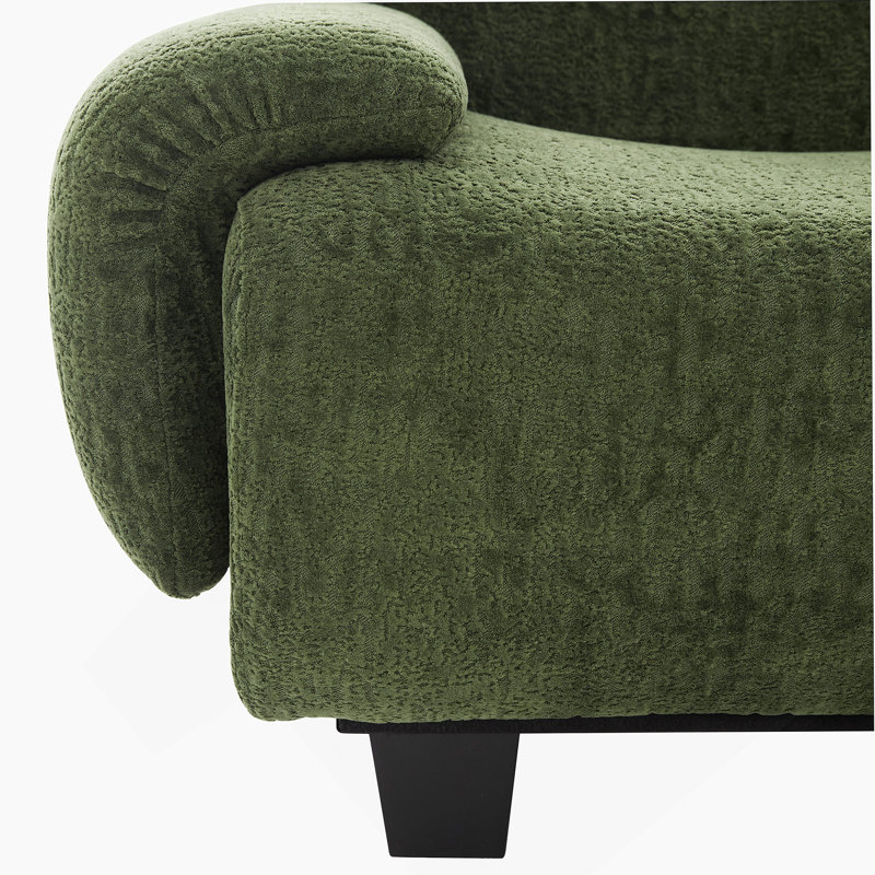 Canapé moderne en chenille 3 places avec accoudoirs courbés pour des espaces de vie compacts et élégants, vert, Vert