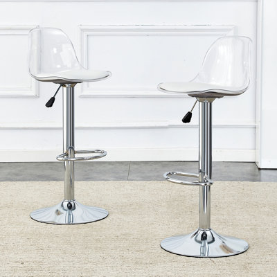 Tabourets de bar rotatifs blancs 360 - levage réglable, siège d'unité centrale, animal de compagnie de 2 minimalistes modernes pour bars, restaurants et conception de levage