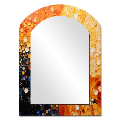 Fiery Fusion IV - Abstract Collages Asymmetrical Unique Wall Mirror, Modern Arch Mirror, Printed Metal Art