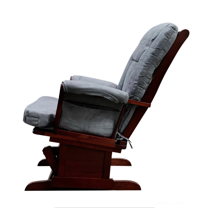 Fauteuil oscillant avec repose-pieds en microfibre et cerisier