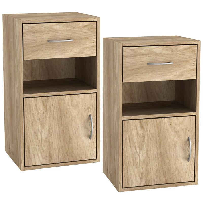 Baraa 30cm W Manufactured Wood Bedside Table, Individual, Oak