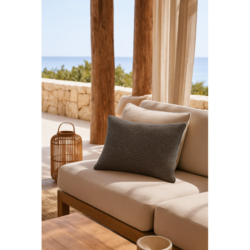 Outdoor Living Pillow Cover, Black, Rectangle 14"H x 20"W, Polyester