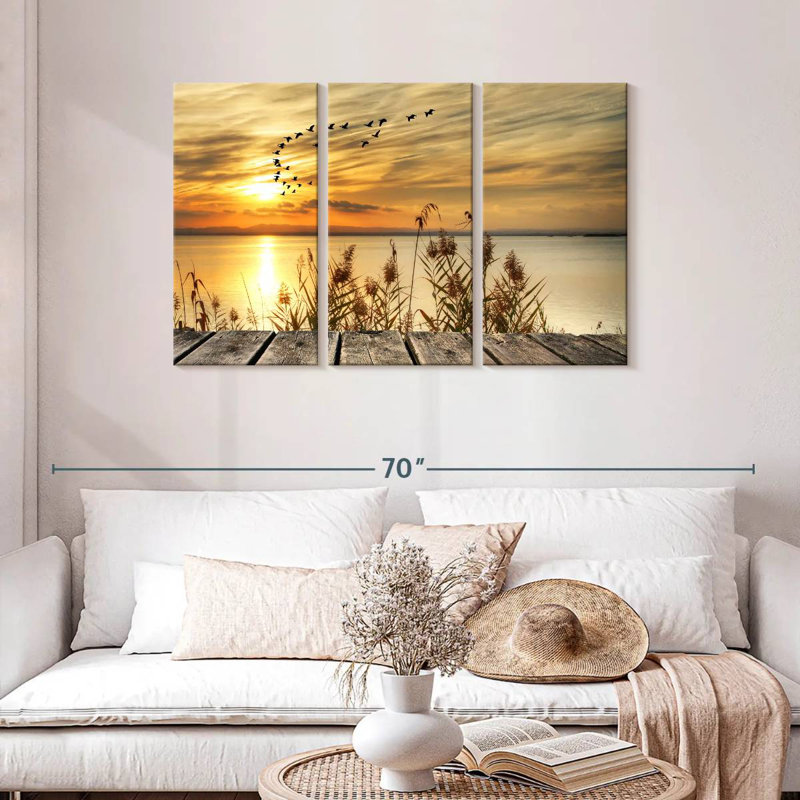 Kerrick, coucher de soleil en mer, H 28 po x l 45 po
