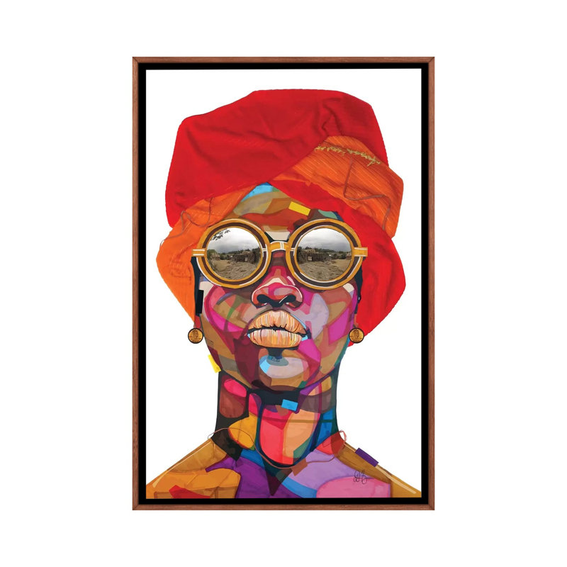 Reflections - impression d'art graphique, Pas de tapis, H 26 po x l 18 po x 1,5 po, Toile avec cadre en bois brun classique