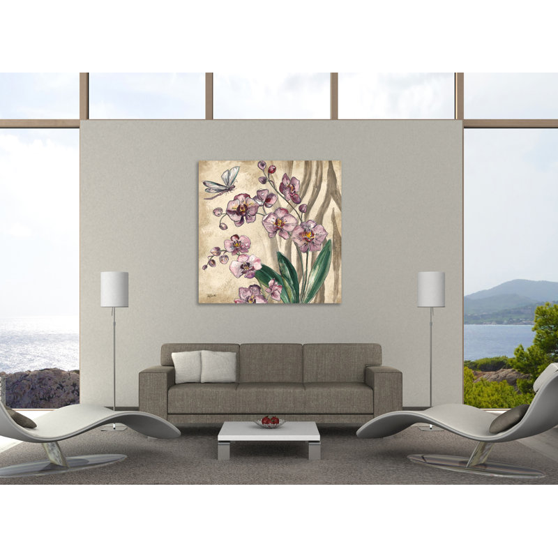 «Boho Orchid Dragonfly Zebra II» par Tre Sorelle Studios - impression sur toile tendue, H 18 po x l 18 po x P 1,5 po